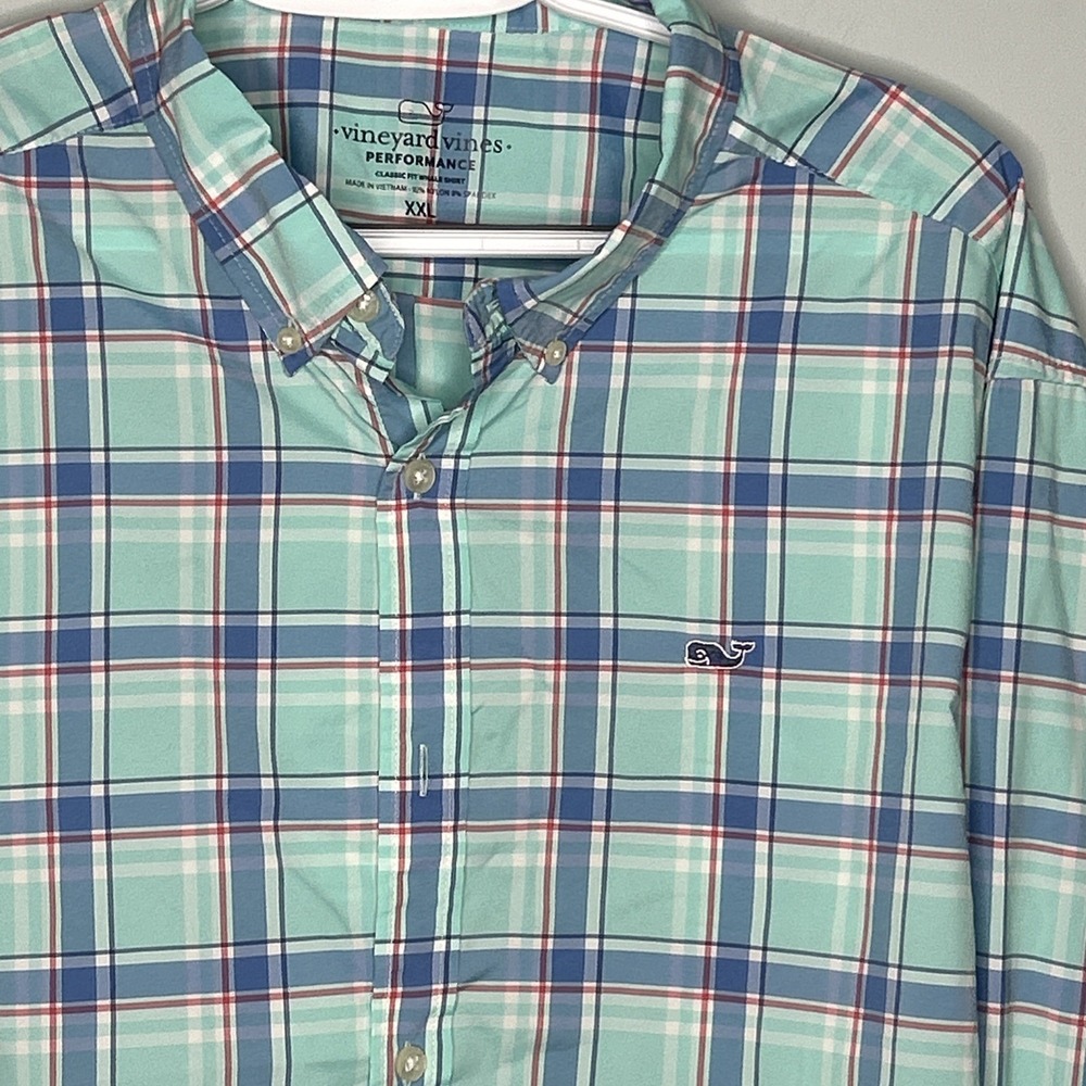 Vineyard Vines Coastal Button Down Shirt Whale‎ Logo Performance Classic Fit XXL - Picture 2 of 6